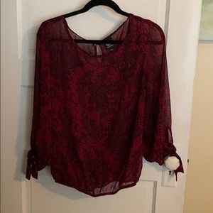 Large sheer long sleeved blouse